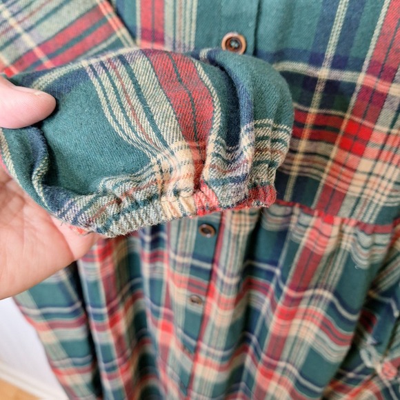 Bloomchic‎ Dress Womens US 26 Multicolor Plaid Midi  Long Sleeve Arc Hem Pockets - Picture 5 of 11